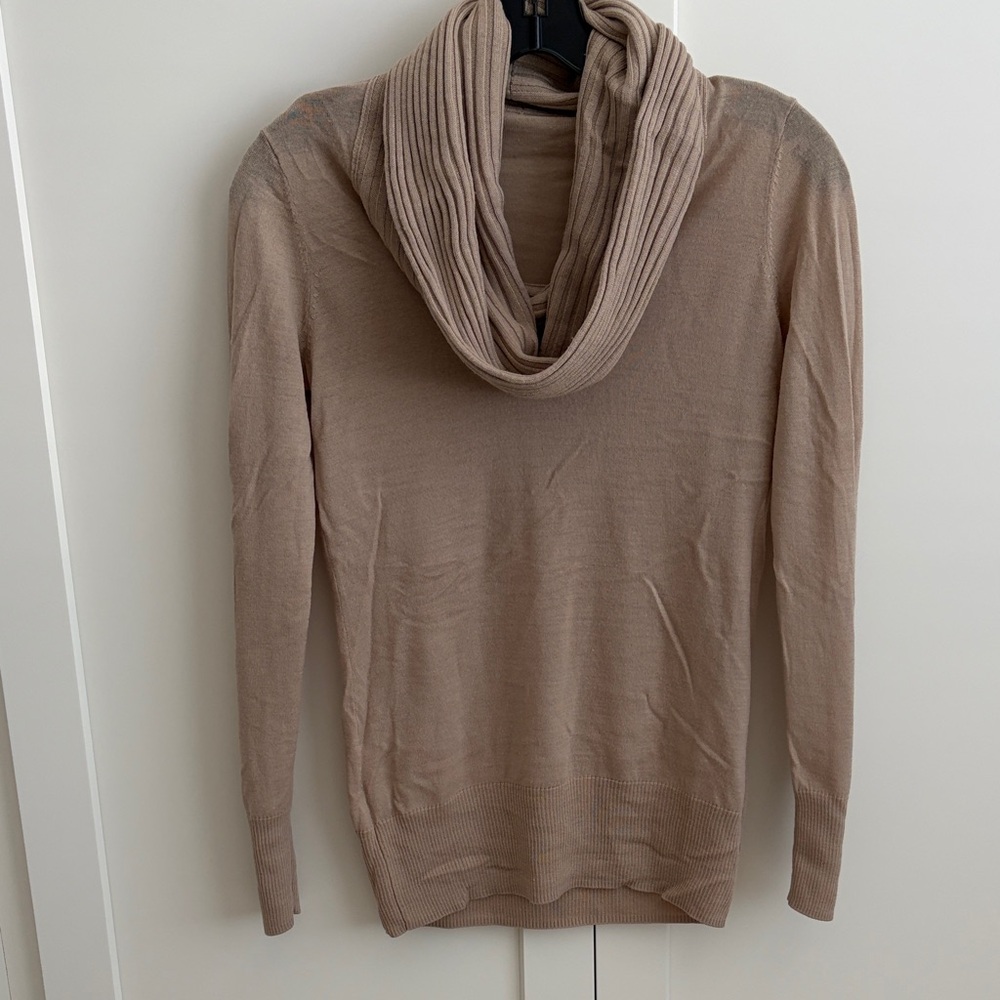 Women's Tan Cowl Neck Sweater
